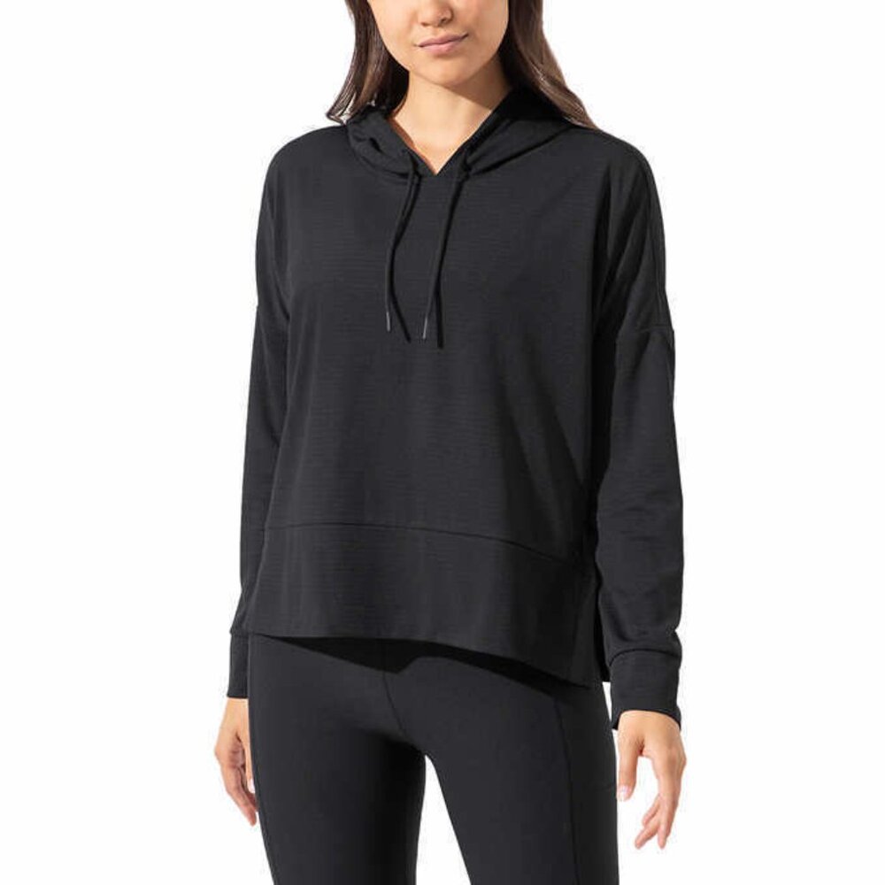 Mondetta  Activewear  Ladies Black Polyester LS Hoodie Drawstring Neck EUC Sm…